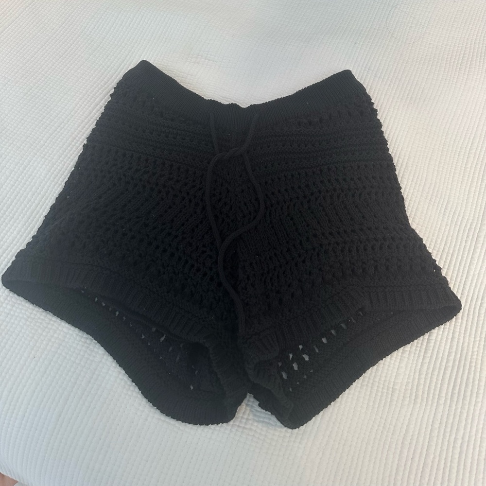 Zara Black Crochet Women Shorts